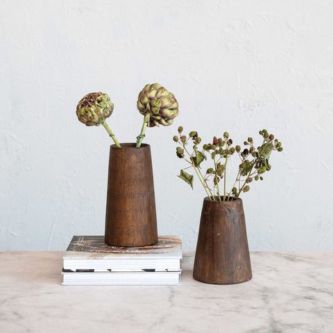 Found Wood Vases, 2 Size Options