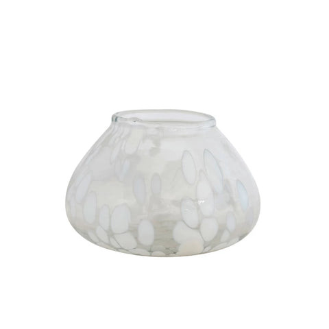 Art Glass Tealight Holder, White