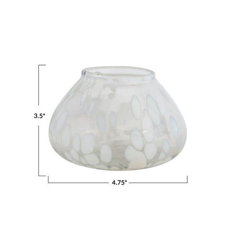 Art Glass Tealight Holder, White