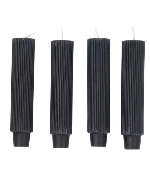 Black Unscented Pleated Taper Candles, Set of 2 (2 Size Options)