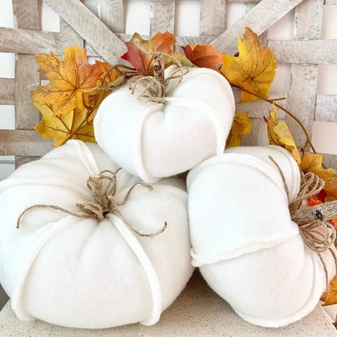 Cream Fleece Fabric Pumpkin, 3 Size Options