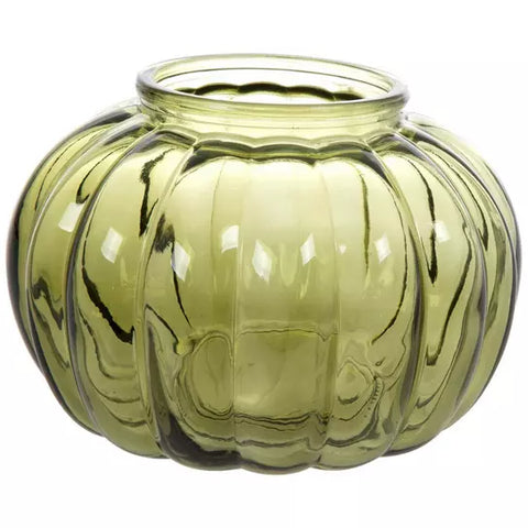 Pumpkin Glass Vase, Small Green