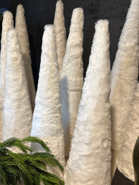 White Faux Fur Cone Tree