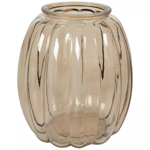 Pumpkin Glass Vase, Large Brown
