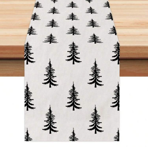 White Linen Christmas Table Runner