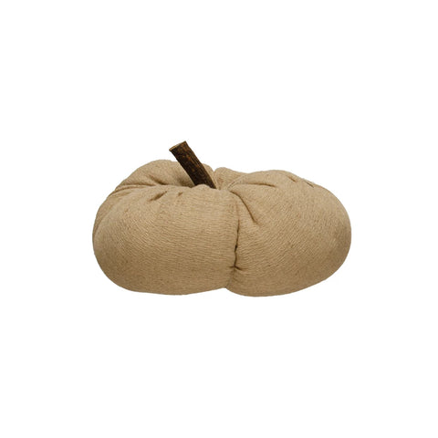 Fabric Pumpkin w/ Wood Stem, Nutmeg Color - 2 Size Options