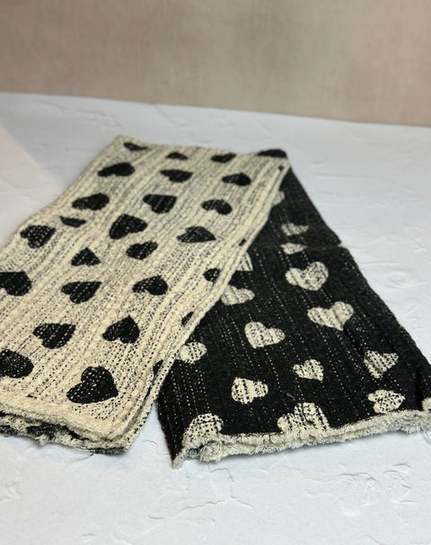 Waffle Knit Heart Towel, 2 color options