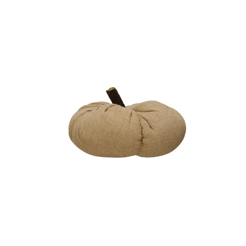 Fabric Pumpkin w/ Wood Stem, Nutmeg Color - 2 Size Options