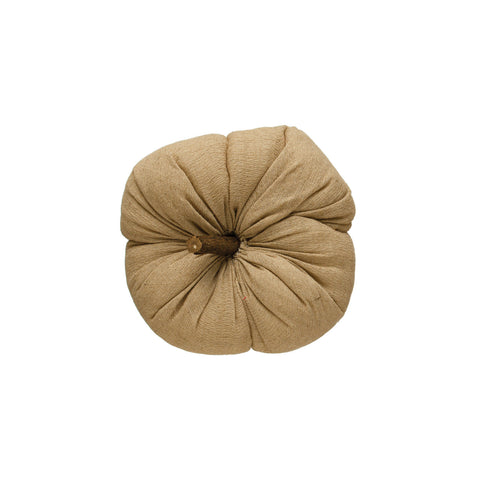 Fabric Pumpkin w/ Wood Stem, Nutmeg Color - 2 Size Options