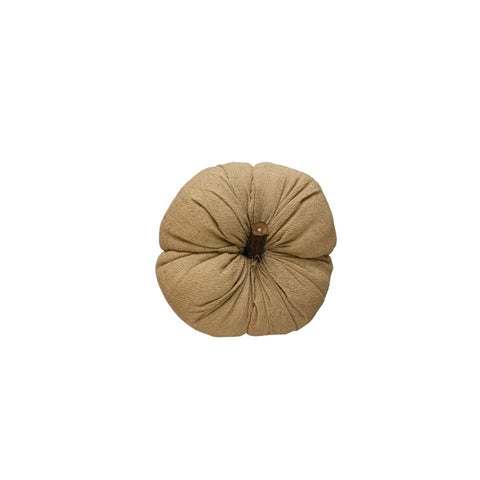 Fabric Pumpkin w/ Wood Stem, Nutmeg Color - 2 Size Options