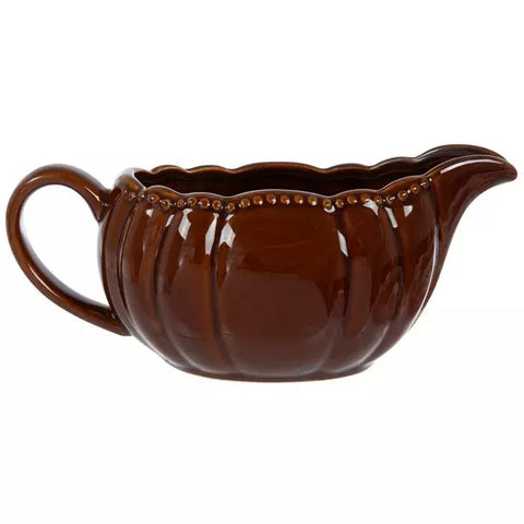 Scalloped Gravy Boat, Brown