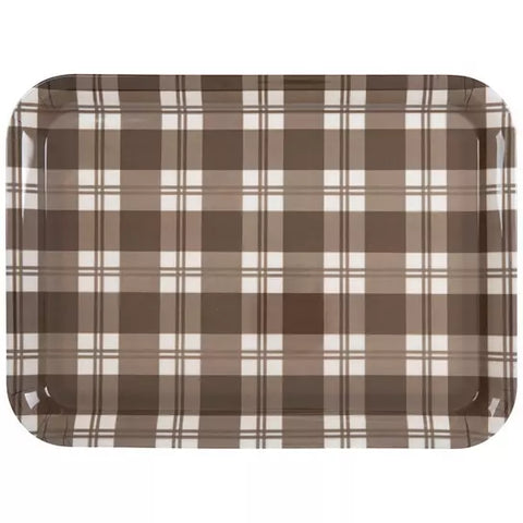 Brown & White Plaid Serving Tray