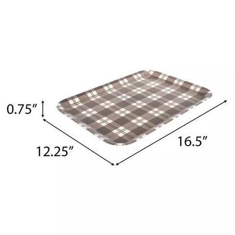 Brown & White Plaid Serving Tray