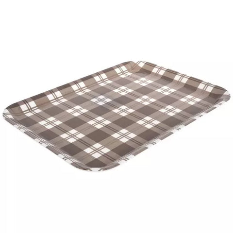 Brown & White Plaid Serving Tray
