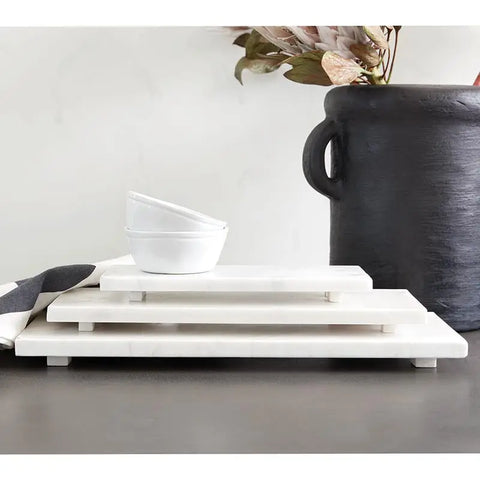 White Footed Marble Tray
