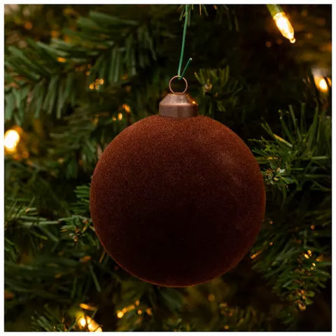 4” Flocked Ball Ornament, 3 Color Options