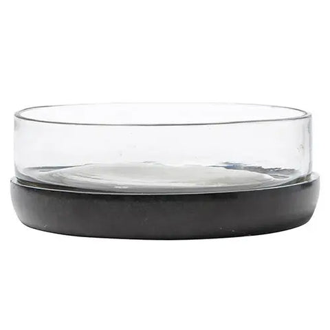 Glass Bowl w/ Black Marble Base