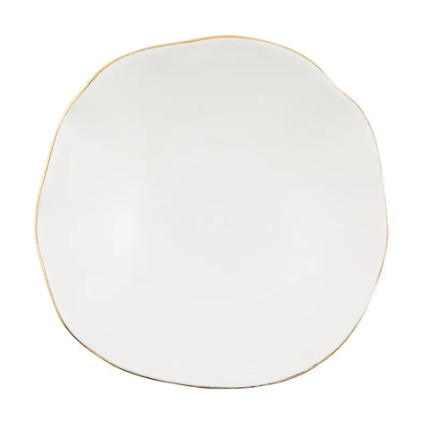 White Ceramic Bowl - Gold Trim