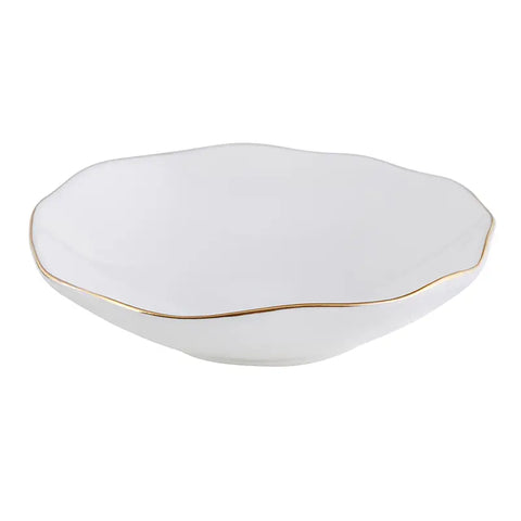 White Ceramic Bowl - Gold Trim