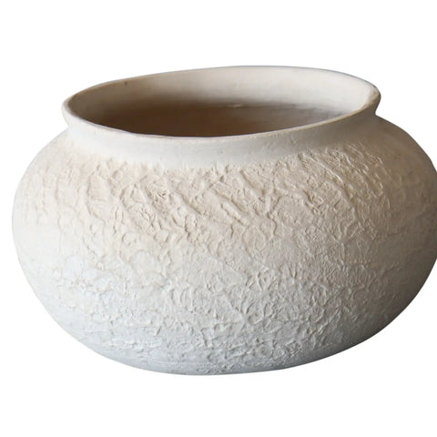 Natural White Paper Mache Pot