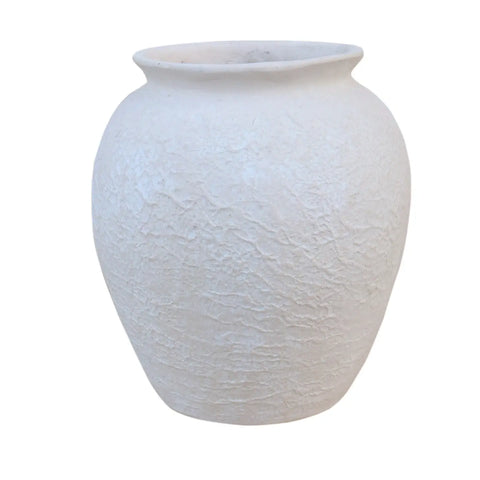 Large Paper Mache Pot, Natural White