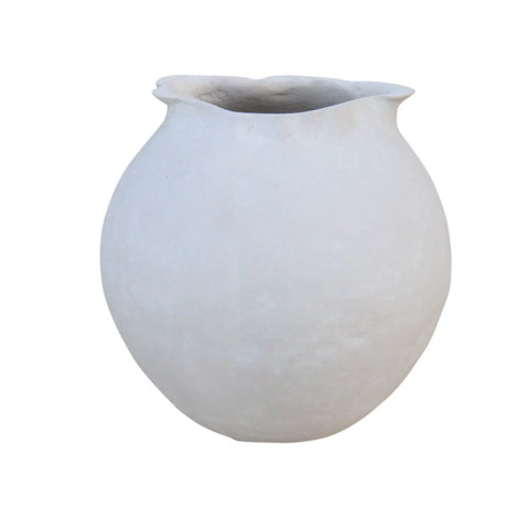 Natural White Paper Mache Pot