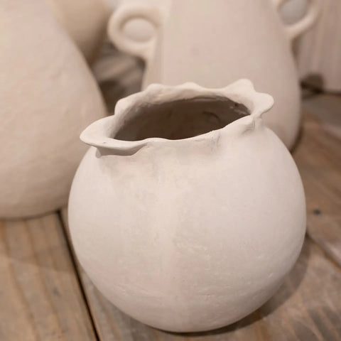 Natural White Paper Mache Pot