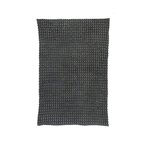 Stonewashed Cotton Waffle Weave Tea Towels - Charcoal