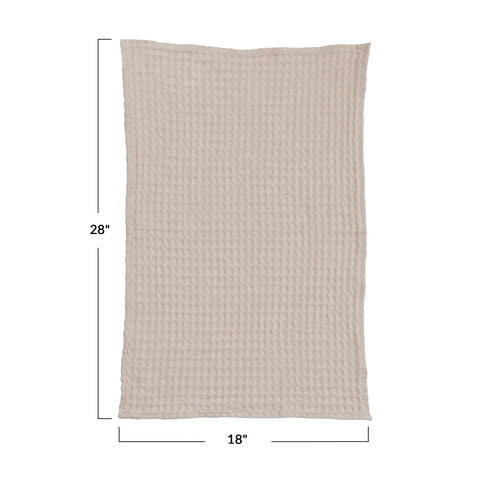 Stonewashed Cotton Waffle Weave Tea Towel - Natural Cream