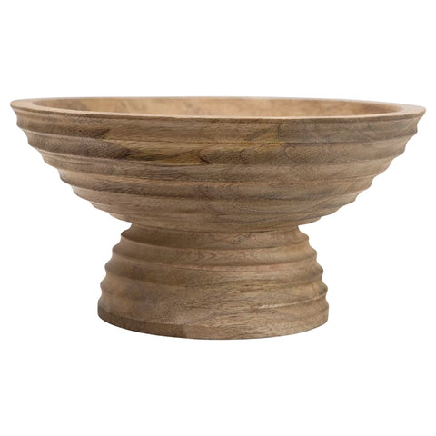 Mango Wood Ridged Footed Bowl