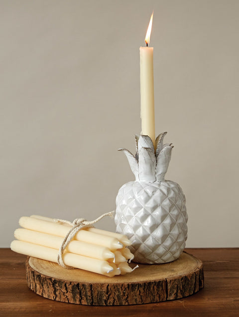 Cream Unscented Taper Candles, Set of 2