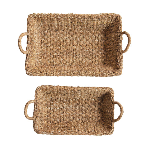 Seagrass Double Walled Trays with Handles