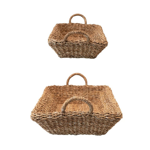 Seagrass Double Walled Trays with Handles