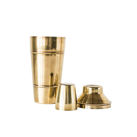 Stainless Steel Cocktail Shaker, Brass Finish