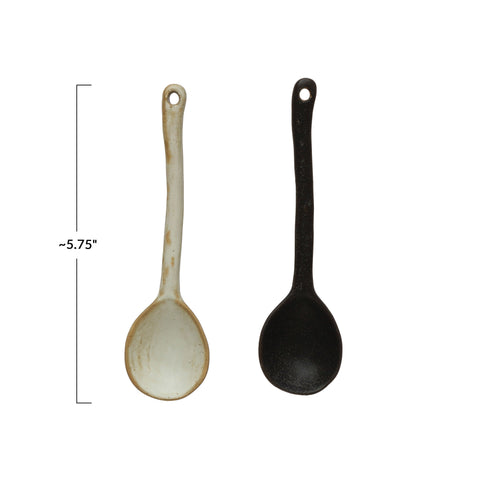 Stoneware Spoon with Glaze, 2 Color Options