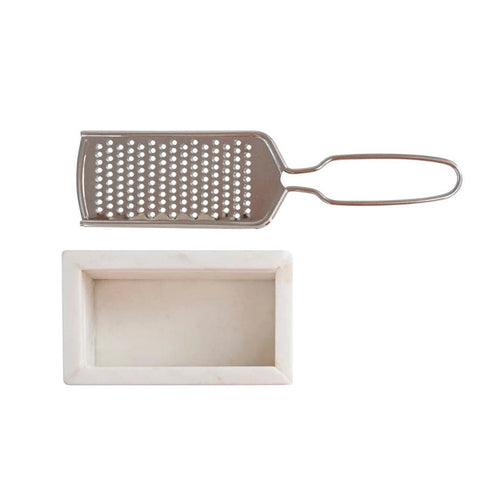 Marble and Stainless Steel Cheese Grater - Coastal Vibes Candles