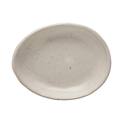 Stoneware Organic Shaped Dish, Reactive Glaze