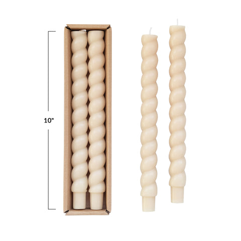 Unscented Twisted Taper Candles, Set of 2