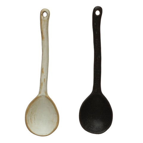 Stoneware Spoon with Glaze, 2 Color Options