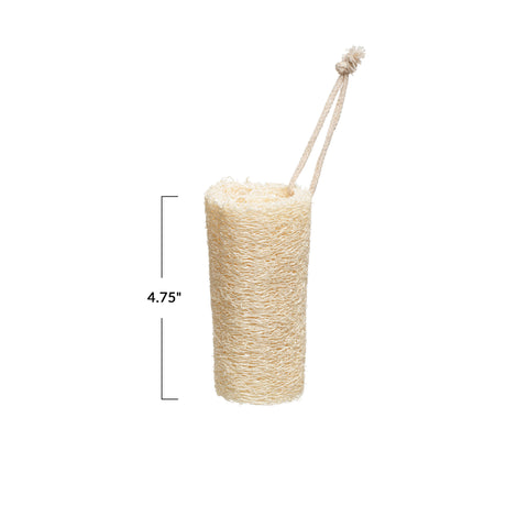 Loofa Brush with Cotton Rope Hanger, Natural