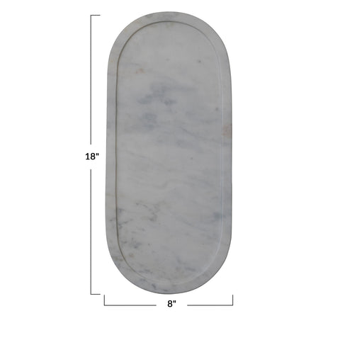 White Marble Tray, Oval